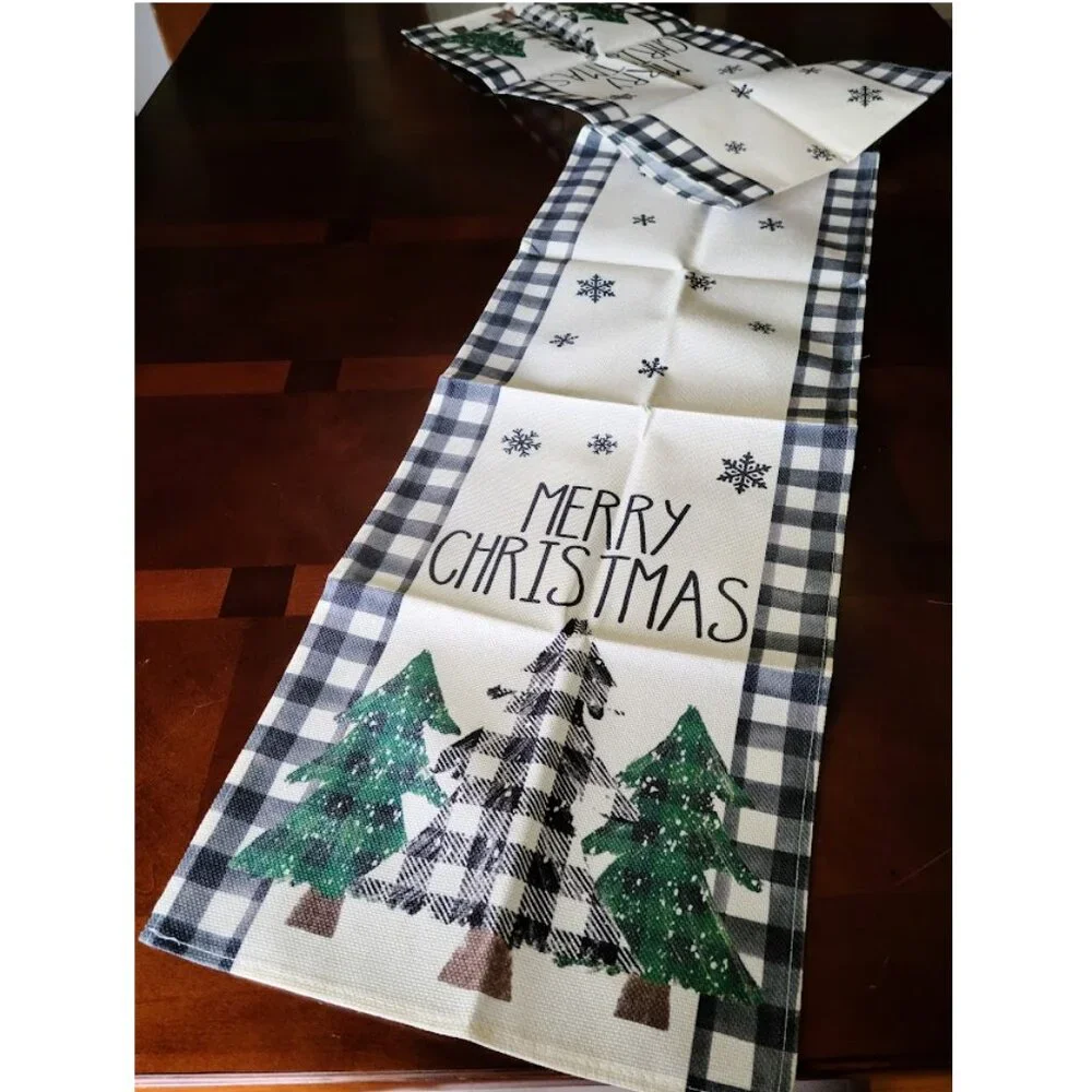 Christmas Table Runner Cottage Farmhouse Decor Buffalo Plaid Holiday Decoration